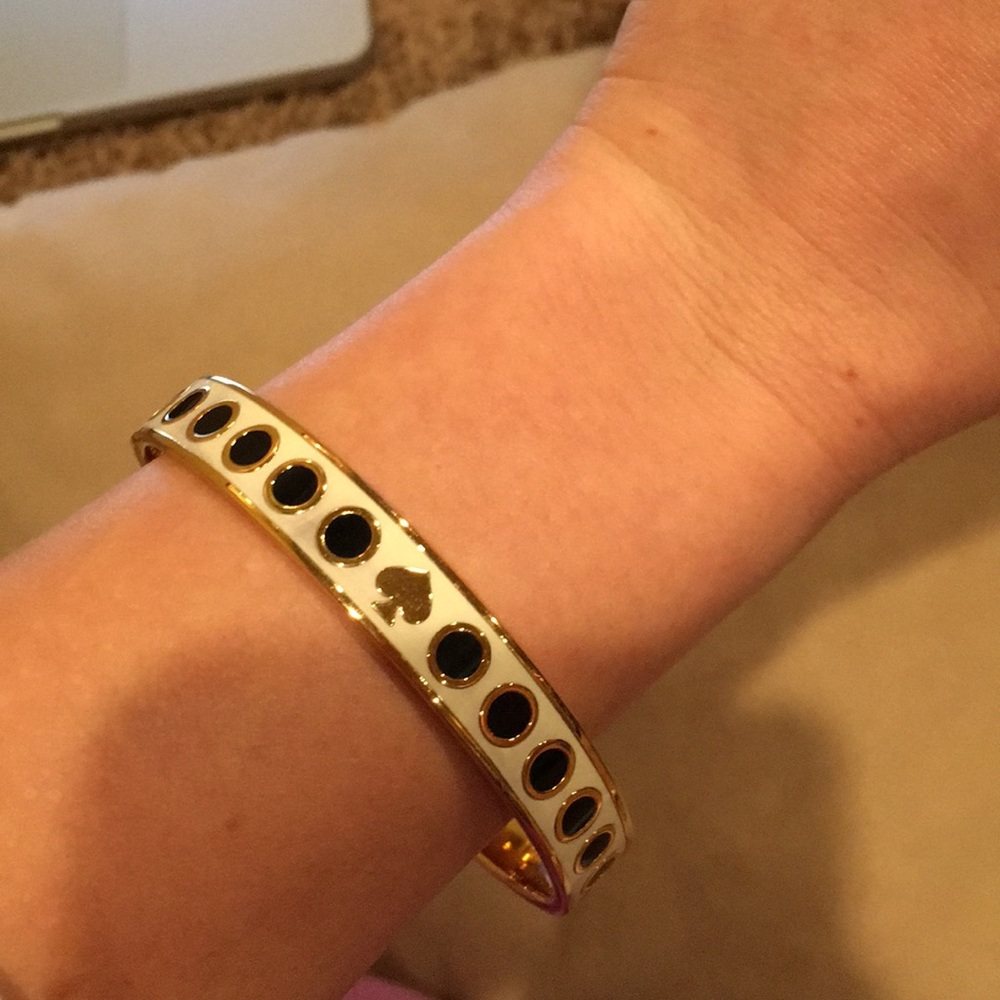 Kate Spade cream and black polka dot bangle